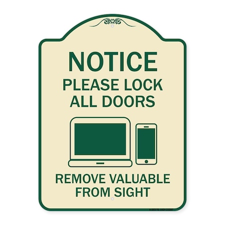 Signmission Please Lock All Doors Remove Valuables from Sight Heavy-Gauge Alum Sign, 24" x 18", TG-1824-23287 A-DES-TG-1824-23287